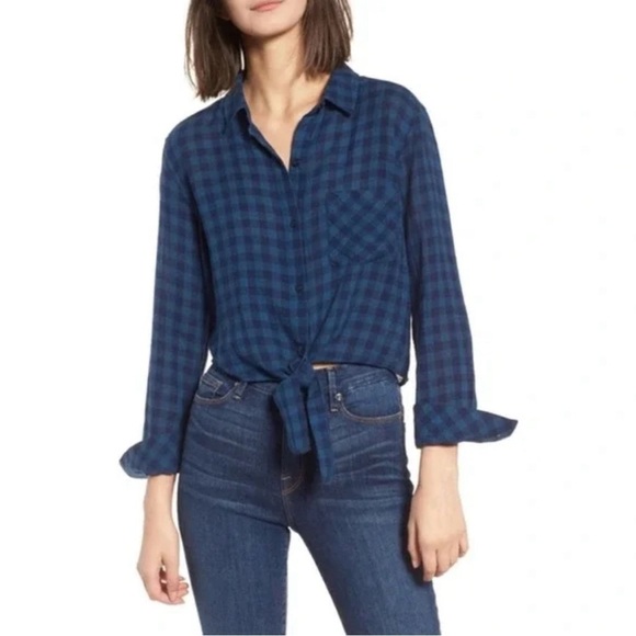 Rails Tops - Rails Val Tie Front Shirt Linen In Indigo Coast Small